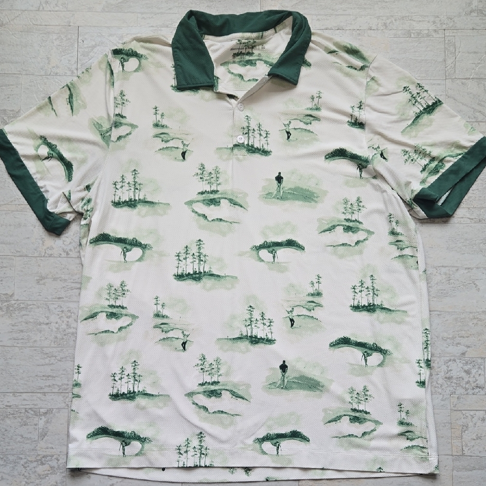 Abercrombie & Fitch Mens Graphic Golf Performance Polo Size XL Extra Large